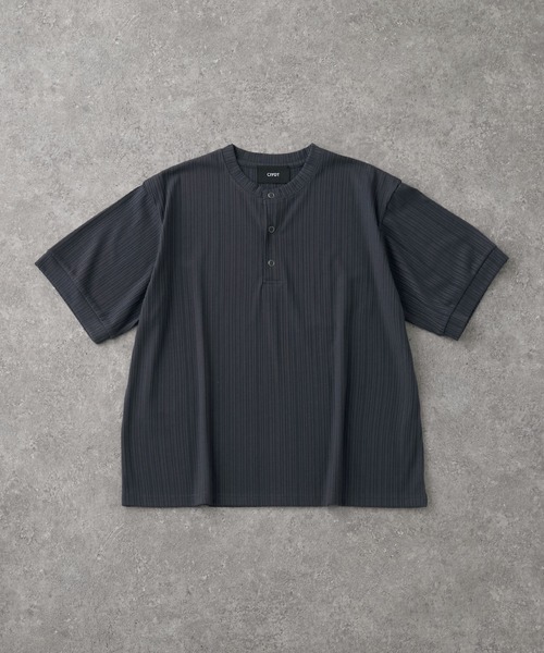 CIYOT(シヨウト)の「【CIYOT】テレコリブ ヘンリーネック 半袖 Tシャツ(Tシャツ/カットソー・メンズ・ダークグレー/ダークブラウン/ライトブルー/ブラック/ダークネイビー/オフホワイト・S/L/M)」の13枚目の写真