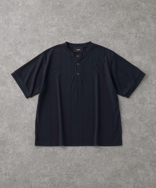 CIYOT(シヨウト)の「【CIYOT】テレコリブ ヘンリーネック 半袖 Tシャツ(Tシャツ/カットソー・メンズ・ダークグレー/ダークブラウン/ライトブルー/ブラック/ダークネイビー/オフホワイト・S/L/M)」の16枚目の写真