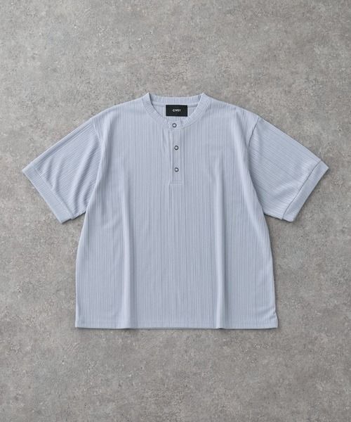 CIYOT(シヨウト)の「【CIYOT】テレコリブ ヘンリーネック 半袖 Tシャツ(Tシャツ/カットソー・メンズ・ダークグレー/ダークブラウン/ライトブルー/ブラック/ダークネイビー/オフホワイト・S/L/M)」の14枚目の写真