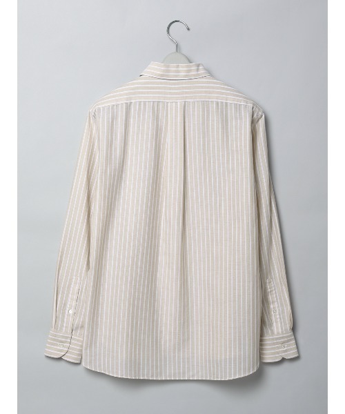 GOOVI(グービ)の「GOOVI/ワンピースカラーシャツ/長袖/ICE COTTON/ストライプ(シャツ/ブラウス・メンズ・ブルー/ベージュ・3/2/1)」の3枚目の写真