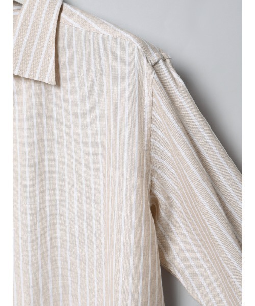GOOVI(グービ)の「GOOVI/ワンピースカラーシャツ/長袖/ICE COTTON/ストライプ(シャツ/ブラウス・メンズ・ブルー/ベージュ・3/2/1)」の5枚目の写真