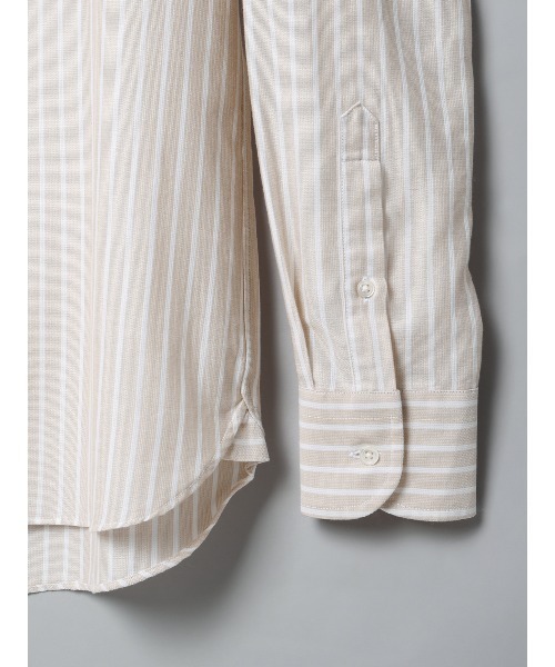 GOOVI(グービ)の「GOOVI/ワンピースカラーシャツ/長袖/ICE COTTON/ストライプ(シャツ/ブラウス・メンズ・ブルー/ベージュ・3/2/1)」の6枚目の写真