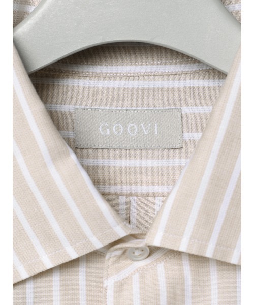 GOOVI(グービ)の「GOOVI/ワンピースカラーシャツ/長袖/ICE COTTON/ストライプ(シャツ/ブラウス・メンズ・ブルー/ベージュ・3/2/1)」の8枚目の写真