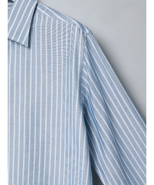 GOOVI(グービ)の「GOOVI/ワンピースカラーシャツ/長袖/ICE COTTON/ストライプ(シャツ/ブラウス・メンズ・ブルー/ベージュ・3/2/1)」の12枚目の写真
