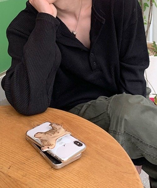 NOWLE（ノウル）の「【NOWLE】ヘンリーネック ワッフル ルーズ ロンT / ライトサーマル カットソー（Tシャツ/カットソー・メンズ・ブラック/ホワイト・MEDIUM/LARGE/X-LARGE）」の15枚目の写真