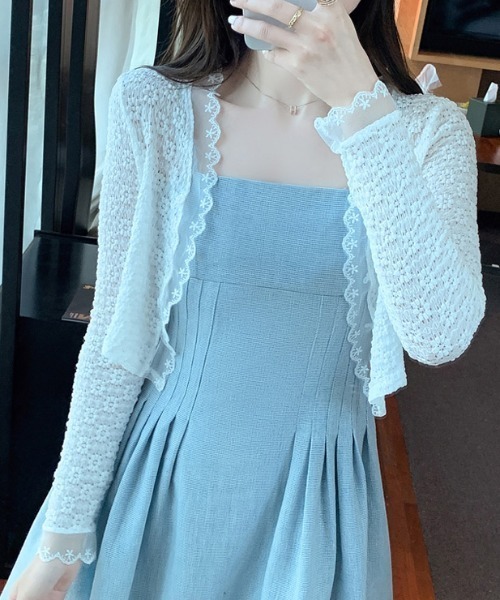 LUCPY(ラクピー)の「シアーフリルネックショートボレロ(カーディガン/ボレロ・レディース・ホワイト/アイボリー・X-LARGE/LARGE/MEDIUM/SMALL)」の3枚目の写真