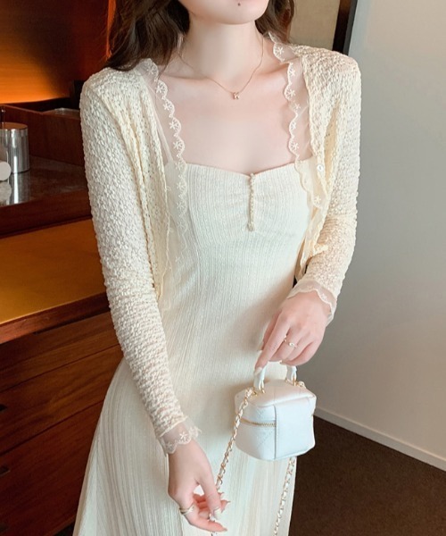 LUCPY(ラクピー)の「シアーフリルネックショートボレロ(カーディガン/ボレロ・レディース・ホワイト/アイボリー・X-LARGE/LARGE/MEDIUM/SMALL)」の4枚目の写真