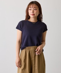 シアーボーダーフレンチスリーブニット