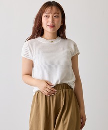 シアーボーダーフレンチスリーブニット