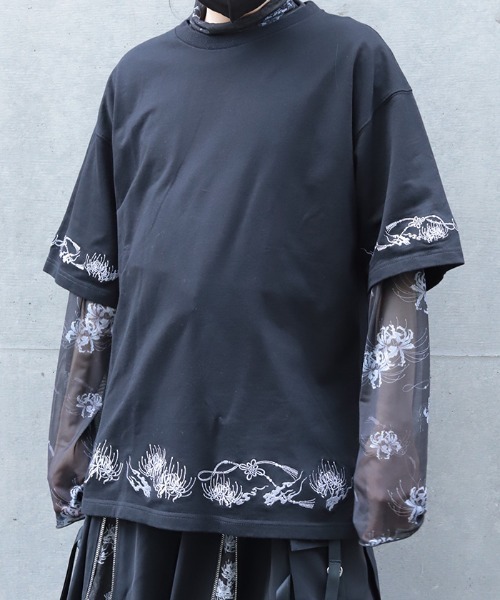 彼岸花刺繍半袖Tシャツ（Tシャツ/カットソー）｜REZEN（リゼン）の
