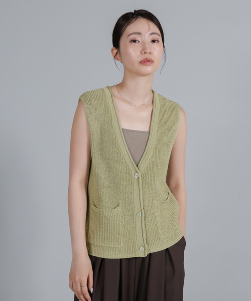 Et】Linen-touch V-neck vest（ベスト）｜select MOCA Et（セレクト