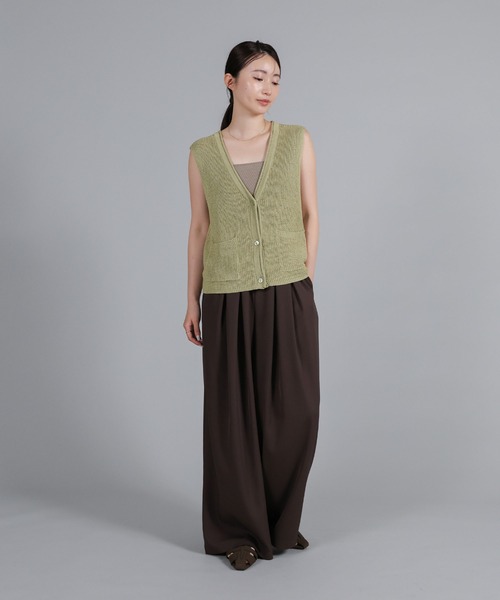 select MOCA Et(セレクトモカエト)の「【Et】Linen-touch V-neck vest(ベスト・レディース・ベージュ/カーキ/ブラック・FREE)」の14枚目の写真