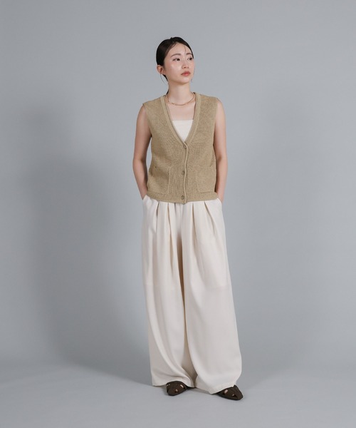 select MOCA Et(セレクトモカエト)の「【Et】Linen-touch V-neck vest(ベスト・レディース・ベージュ/カーキ/ブラック・FREE)」の13枚目の写真