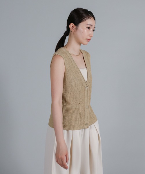 select MOCA Et(セレクトモカエト)の「【Et】Linen-touch V-neck vest(ベスト・レディース・ベージュ/カーキ/ブラック・FREE)」の19枚目の写真