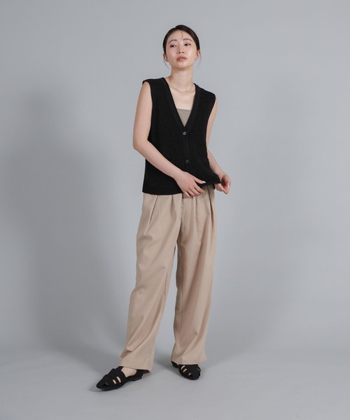 select MOCA Et(セレクトモカエト)の「【Et】Linen-touch V-neck vest(ベスト・レディース・ベージュ/カーキ/ブラック・FREE)」の15枚目の写真
