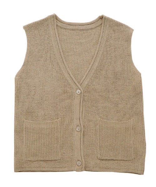 select MOCA Et(セレクトモカエト)の「【Et】Linen-touch V-neck vest(ベスト・レディース・ベージュ/カーキ/ブラック・FREE)」の6枚目の写真