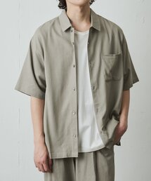 【セットアップ対応】ドレープリネン半袖シャツ