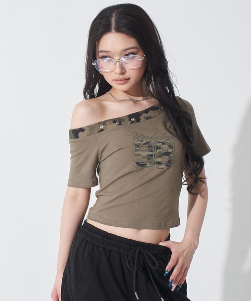 ANAP(アナップ)の「ナンバリング カモフラ Tシャツ トップス(Tシャツ/カットソー・レディース・ホワイト/ブラック/カーキ・F)」の10枚目の写真