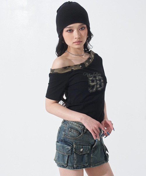 ANAP(アナップ)の「ナンバリング カモフラ Tシャツ トップス(Tシャツ/カットソー・レディース・ホワイト/ブラック/カーキ・F)」の17枚目の写真
