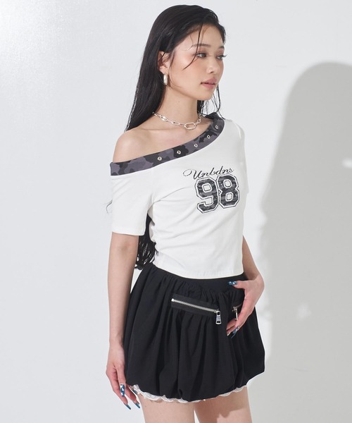 ANAP(アナップ)の「ナンバリング カモフラ Tシャツ トップス(Tシャツ/カットソー・レディース・ホワイト/ブラック/カーキ・F)」の6枚目の写真