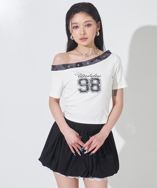 ANAP(アナップ)の「ナンバリング カモフラ Tシャツ トップス(Tシャツ/カットソー・レディース・ホワイト/ブラック/カーキ・F)」の5枚目の写真