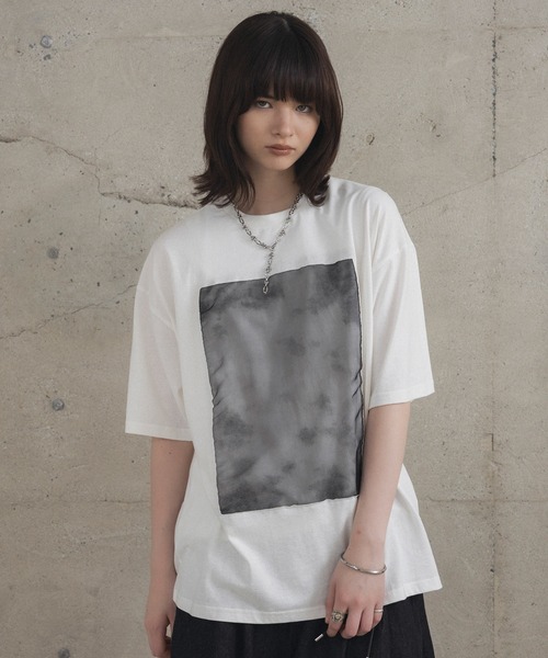 Confirm(コンファーム)の「オーガンジー / カットオフ switching Tee 切替半袖Tシャツ メンズ レディース(Tシャツ/カットソー・メンズ・ブラック/ブラック系その他/ネイビー/ホワイト系その他/ホワイト・L/M)」の1枚目の写真