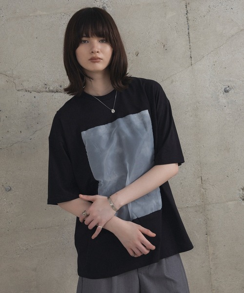 Confirm(コンファーム)の「オーガンジー / カットオフ switching Tee 切替半袖Tシャツ メンズ レディース(Tシャツ/カットソー・メンズ・ブラック/ブラック系その他/ネイビー/ホワイト系その他/ホワイト・L/M)」の4枚目の写真