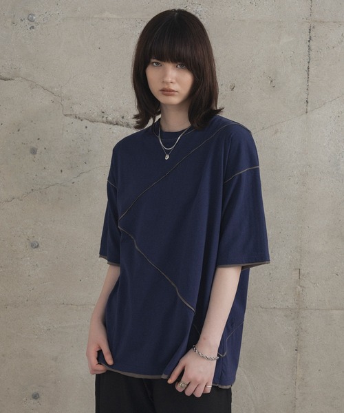 Confirm(コンファーム)の「オーガンジー / カットオフ switching Tee 切替半袖Tシャツ メンズ レディース(Tシャツ/カットソー・メンズ・ブラック/ブラック系その他/ネイビー/ホワイト系その他/ホワイト・L/M)」の5枚目の写真