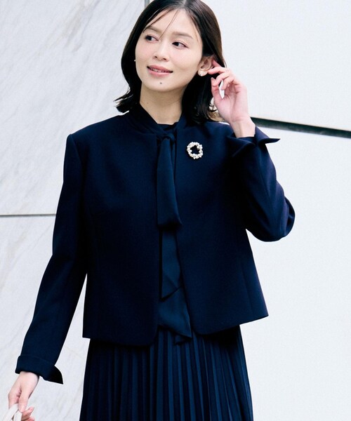 UNTITLED(アンタイトル)の「【洗える/ストレッチ性/軽い】ノーカラージャケット(ノーカラージャケット・レディース・ナチュラル/ネイビー/ブラック・48/42/44/04/03/01/02/00/46/50)」の3枚目の写真