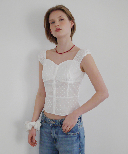 AFTERHOURS(アフターアワーズ)の「HEART NECK DOT BLOUSE (WHITE)(シャツ/ブラウス・レディース・その他・MEDIUM/SMALL)」の8枚目の写真
