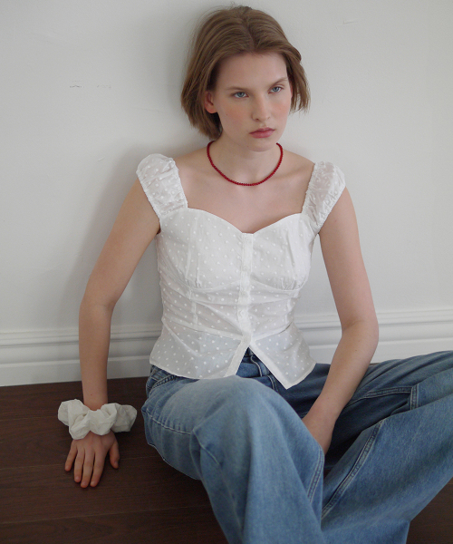 AFTERHOURS(アフターアワーズ)の「HEART NECK DOT BLOUSE (WHITE)(シャツ/ブラウス・レディース・その他・MEDIUM/SMALL)」の7枚目の写真