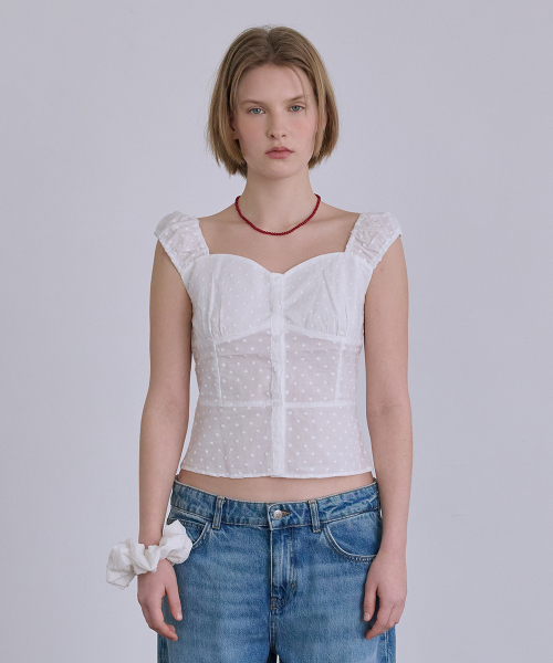 AFTERHOURS(アフターアワーズ)の「HEART NECK DOT BLOUSE (WHITE)(シャツ/ブラウス・レディース・その他・MEDIUM/SMALL)」の5枚目の写真