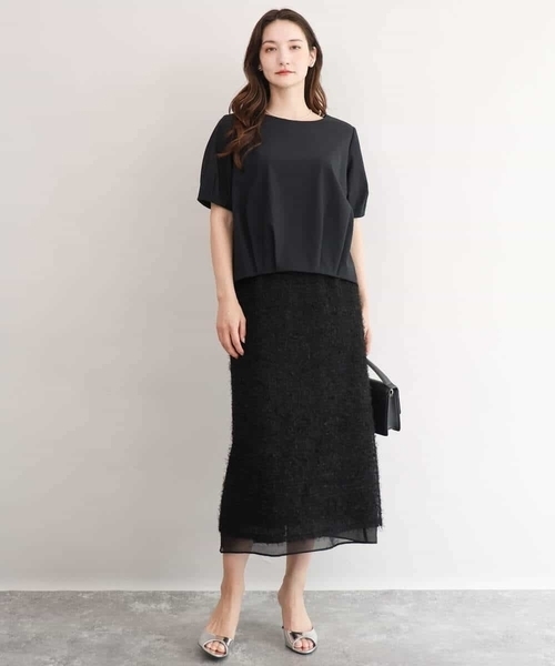 MK MICHEL KLEIN（エムケーミッシェルクラン）の「[洗える]チュールシャギーナロースカート（スカート・レディース・ブラック・38）」の16枚目の写真