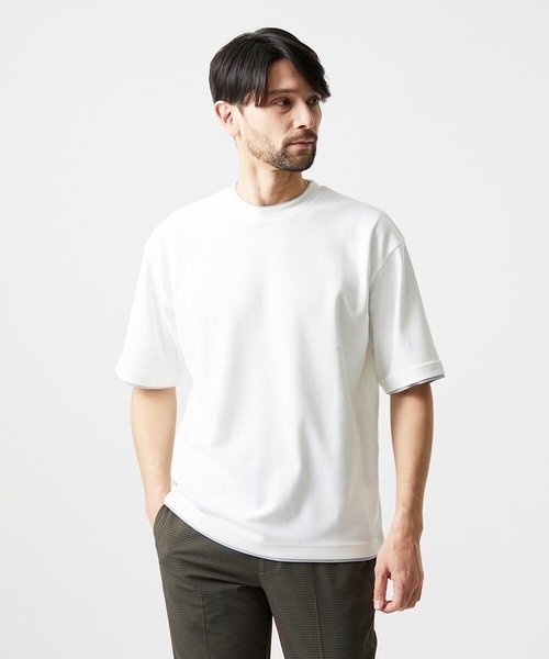 MICHEL KLEIN HOMME (ミッシェルクランオム)の「リラックスクルーネック半袖カットソー(Tシャツ/カットソー・メンズ・ホワイト/ブラック/ライトグレー・MEDIUM/X-LARGE/LARGE)」の2枚目の写真