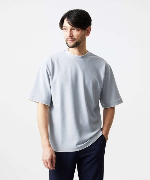 MICHEL KLEIN HOMME (ミッシェルクランオム)の「リラックスクルーネック半袖カットソー(Tシャツ/カットソー・メンズ・ホワイト/ブラック/ライトグレー・MEDIUM/X-LARGE/LARGE)」の3枚目の写真