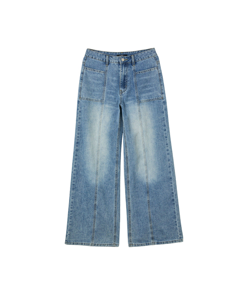 LAP(ラップ)の「絶縁ラインキャットウォッシュワイドパンツ AS2DP565(デニムパンツ・レディース・インディゴブルー・MEDIUM/SMALL)」の1枚目の写真