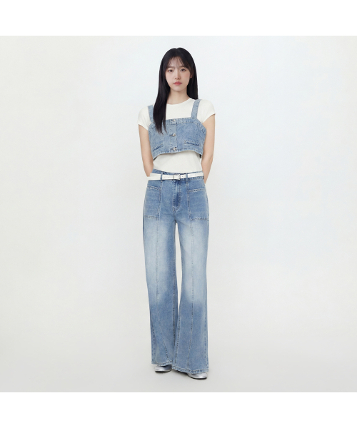 LAP(ラップ)の「絶縁ラインキャットウォッシュワイドパンツ AS2DP565(デニムパンツ・レディース・インディゴブルー・MEDIUM/SMALL)」の3枚目の写真