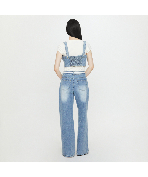 LAP(ラップ)の「絶縁ラインキャットウォッシュワイドパンツ AS2DP565(デニムパンツ・レディース・インディゴブルー・MEDIUM/SMALL)」の4枚目の写真