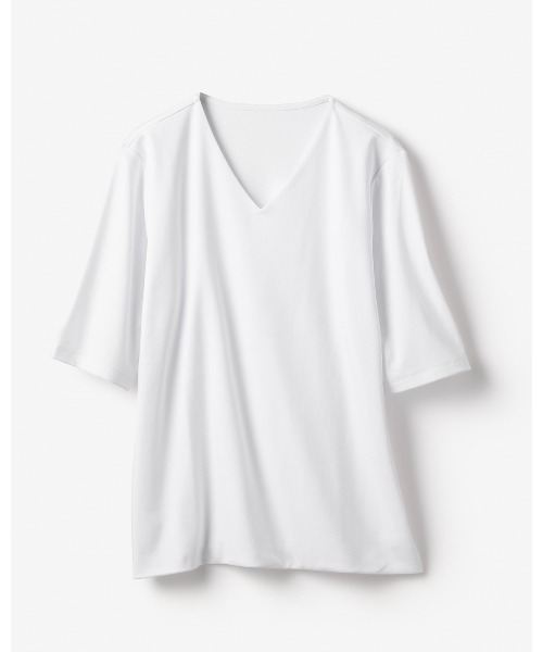 DoCLASSE( ドゥクラッセ)の「VネックN/5分袖・DoT(Tシャツ/カットソー・レディース・ライム/ダークネイビー/ライトグレー/チャコール/ブルー/ダークブラウン/ブラック/ホワイト・L/M/S/LL/3L)」の10枚目の写真
