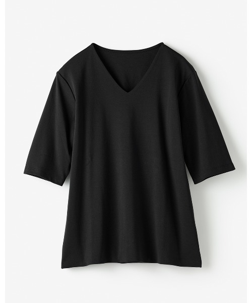 DoCLASSE( ドゥクラッセ)の「VネックN/5分袖・DoT(Tシャツ/カットソー・レディース・ライム/ダークネイビー/ライトグレー/チャコール/ブルー/ダークブラウン/ブラック/ホワイト・L/M/S/LL/3L)」の16枚目の写真