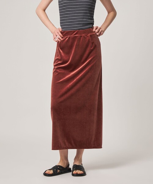Steven Alan（スティーブンアラン）の「＜Steven Alan＞ベロア ストレート ロング スカート（スカート・レディース・オレンジ系その他/ブラック・S/M）」の3枚目の写真