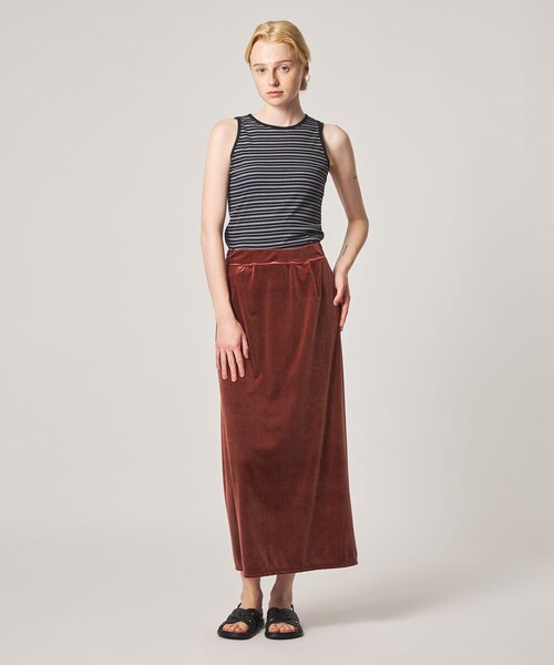Steven Alan（スティーブンアラン）の「＜Steven Alan＞ベロア ストレート ロング スカート（スカート・レディース・オレンジ系その他/ブラック・S/M）」の4枚目の写真