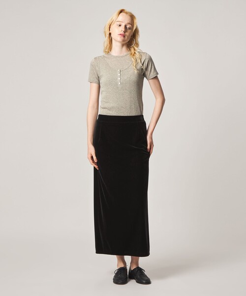 Steven Alan（スティーブンアラン）の「＜Steven Alan＞ベロア ストレート ロング スカート（スカート・レディース・オレンジ系その他/ブラック・S/M）」の12枚目の写真