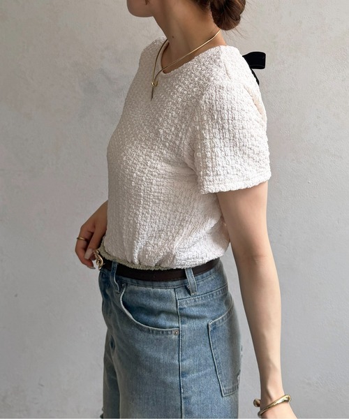 Thevon(ゼボン)の「ポップコーンベロアリボンプルオーバー(Tシャツ/カットソー・レディース・ブルー/ブラック/アイボリー・FREE)」の7枚目の写真