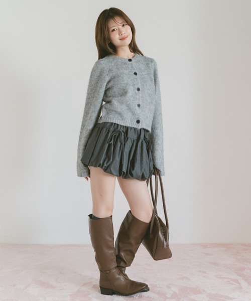 VANNIE U(ヴァニーユー)の「モヘア起毛コンパクトニットカーディガン(カーディガン/ボレロ・レディース・ライトピンク/アイボリー/グレー・FREE)」の5枚目の写真