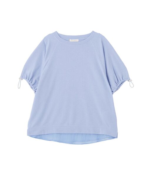 Green　Parks（グリーンパークス）の「袖ドロストシアー裏毛ドッキングプルオーバー（Tシャツ/カットソー・レディース・杢グレー/ブルー/オフホワイト/ブラック・FREE）」の4枚目の写真