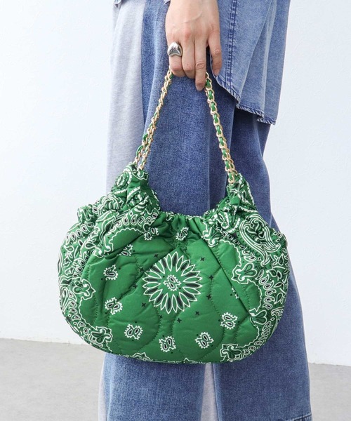 Three Four Time（ｽﾘｰﾌｫｰﾀｲﾑ）の「バンダナプリントギャザーBAG（ショルダーバッグ・レディース・ブラウン/ブラック/グリーン・FREE）」の3枚目の写真