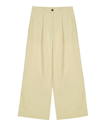 TUCK WIDE COTTON PANTS_BUTTER
