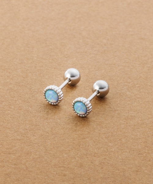 Cream dot.(クリームドット)の「【サージカルステンレス】プレシャスオパールのステンレス製ネジロック式ピアス(ピアス(両耳用)・レディース・シルバー/ゴールド・ONE SIZE)」の2枚目の写真