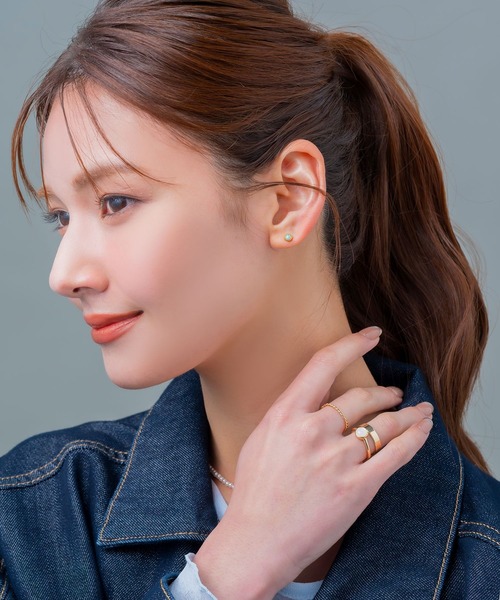 Cream dot.(クリームドット)の「【サージカルステンレス】プレシャスオパールのステンレス製ネジロック式ピアス(ピアス(両耳用)・レディース・シルバー/ゴールド・ONE SIZE)」の8枚目の写真